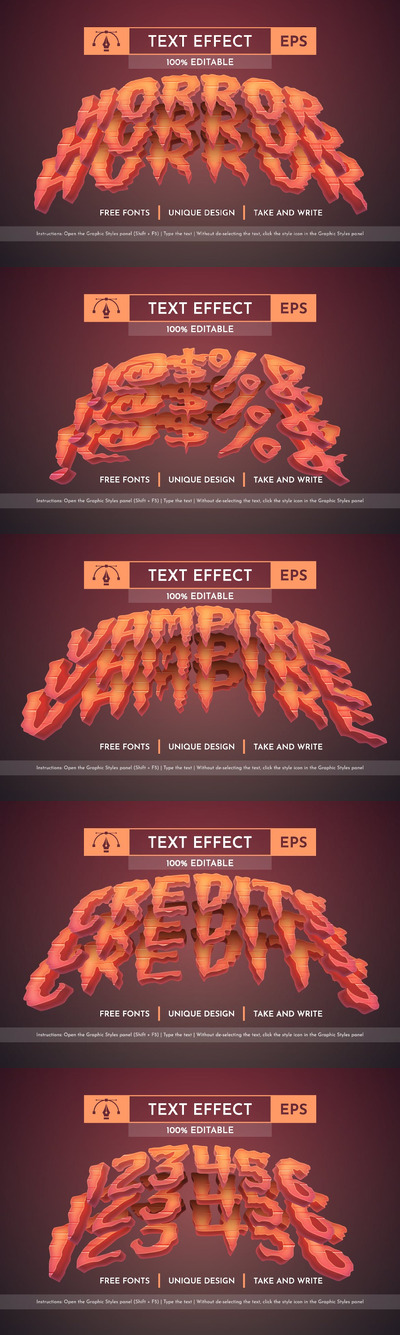 海报可编辑文本效果，字体样式 (AI,EPS)