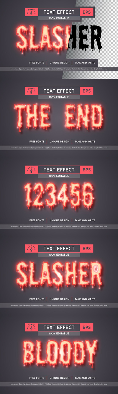 游戏风格可编辑文本效果，字体样式 (AI,EPS)