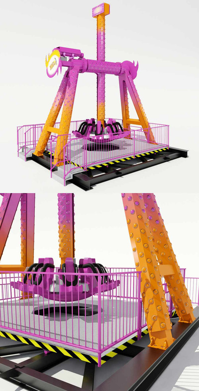 360度钟摆游乐设施 游乐场3D模型（OBJ,MAX）