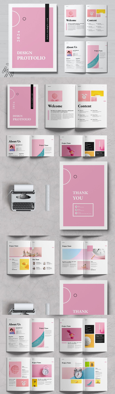 粉红色设计组合布局 (INDD)