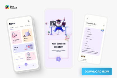 笔记App - 3D设计风格 App UI Kit (FIG)