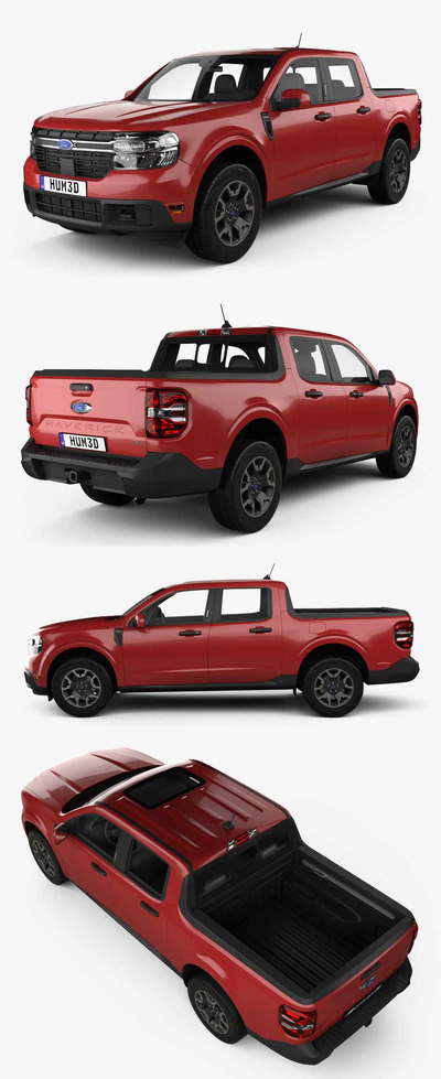 2022福特Ford Maverick Lariat皮卡车 汽车3D模型（OBJ,FBX,MAX,C4D,LWO）