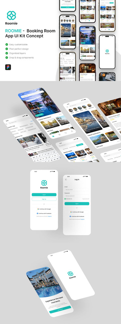 预订房间应用 App UI Kit (FIG)