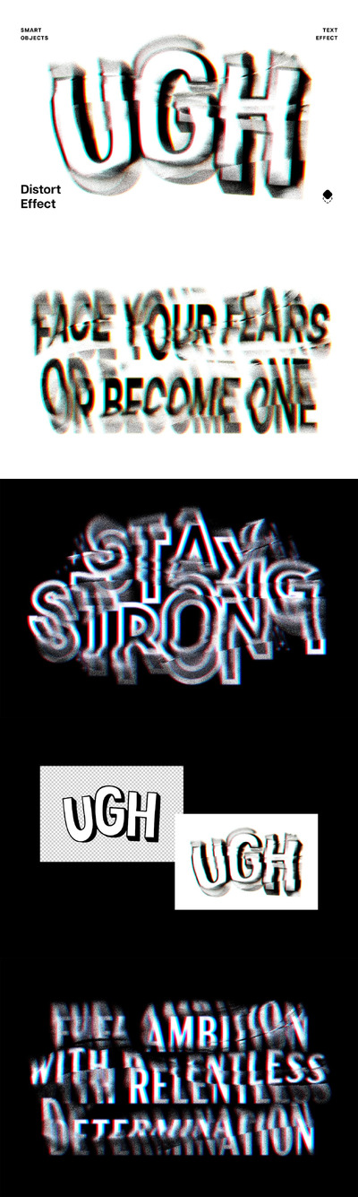 位移毛刺文字效果 (PSD)