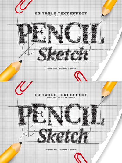 铅笔素描文字效果 (AI,EPS,PDF)