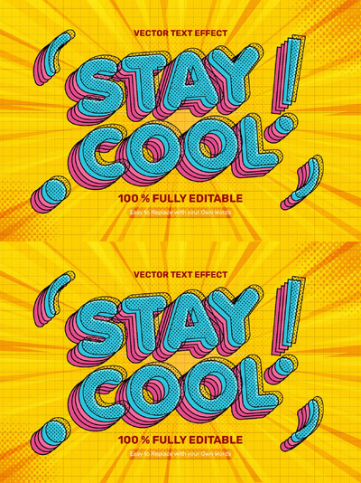 孟菲斯保持冷静文字效果 (AI,EPS,PDF)