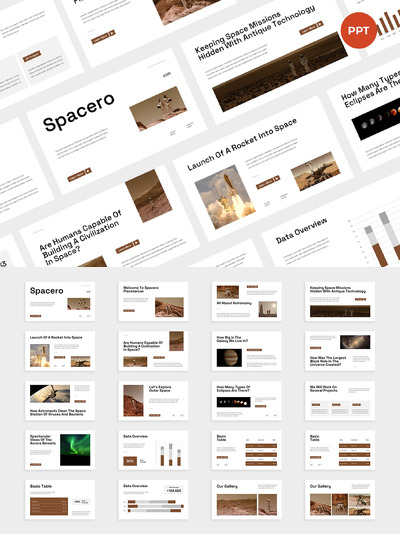 白棕色空间和天文学演示PPT模版 (PPTX,PPT)