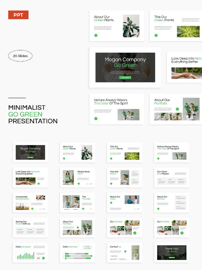 白变绿公司简介动画演示PPT模版 (PPTX,PPT)