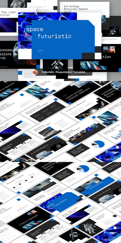 太空未来派演示PPT模版 (PPTX)