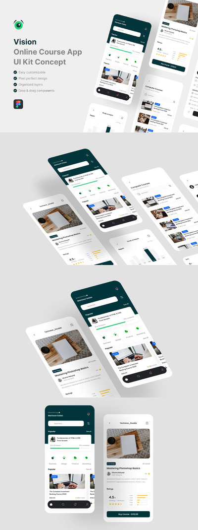 在线课程应用 App UI Kit (FIG)