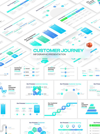 客户旅程信息图表PPT模版 (PPTX)