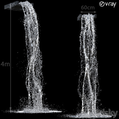 水柱 瀑布3D模型（OBJ,MAX）