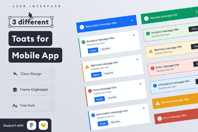 移动应用程序的Toast设计App UI Kit (FIG)