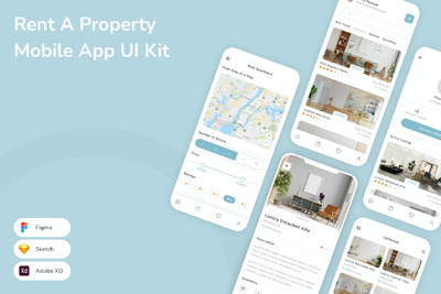 租赁房产移动应用  App UI Kit (SKETCH,FIG,XD)