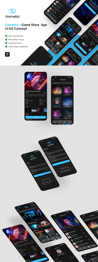 游戏商店应用 App UI Kit (FIG)