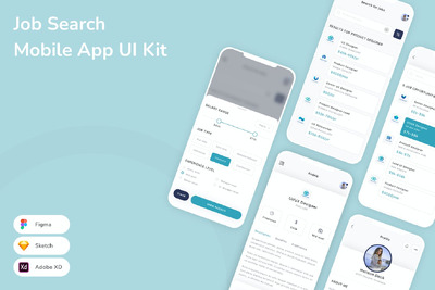 求职移动应用APP UI KIT (SKETCH,FIG,XD)