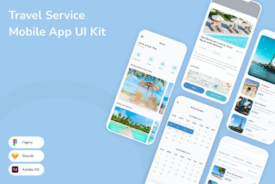 旅游服务移动应用APP UI KIT (SKETCH,FIG,XD)