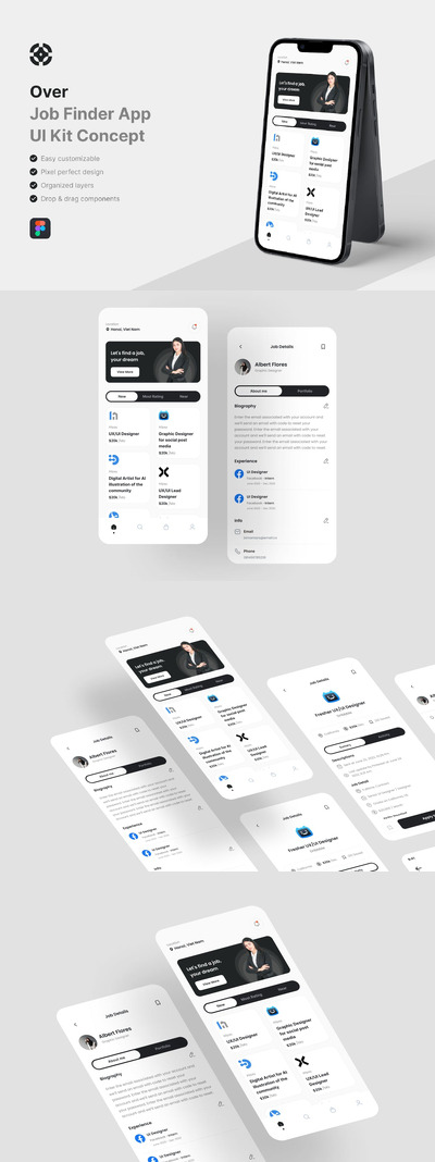 求职应用APP UI KIT (FIG)