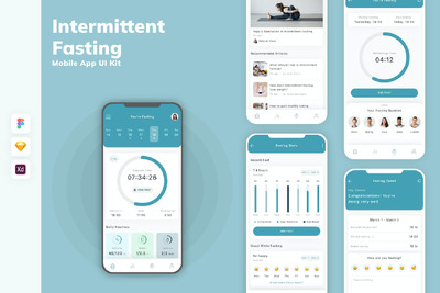 间歇性禁食移动应用APP UI KIT (SKETCH,FIG,XD)