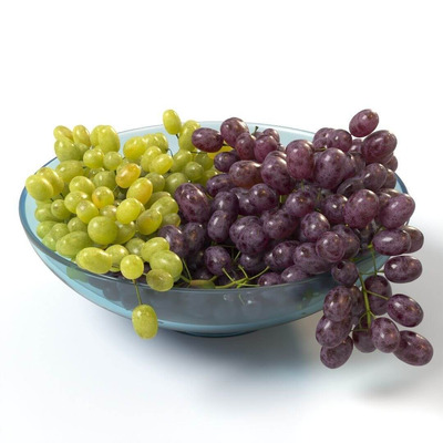 玻璃碗中的葡萄 青提 红提3D模型（FBX,MAX）