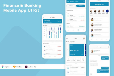 金融与银行移动应用APP UI KIT (SKETCH,FIG,XD)