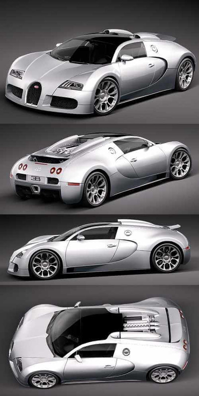 2010款布加迪威龙Bugatti Veyron Grand Sport跑车 汽车3D模型（OBJ,FBX,MAX,C4D,LWO）