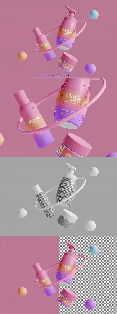 护肤品化妆品展示样机 (PSD,JPG)