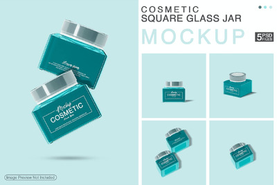 化妆品方形玻璃罐-样机 (JPG,PSD)
