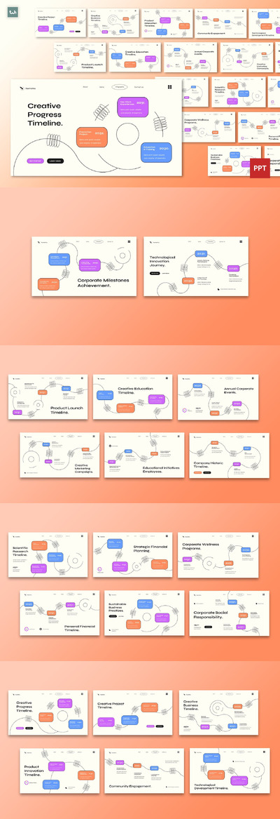 创意商业时间线信息图表| 004PPT模版 (PPTX,PPT)