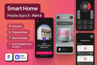 智能家居移动应用APP UI KIT深色模式 - 第 6 部分 (FIG)