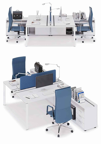 LAS 5TH ELEMENT两人座办公桌椅 办公室家具3D模型（FBX,MAX）