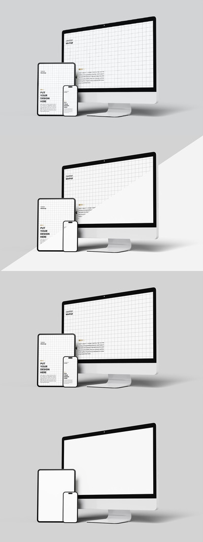 响应式手机电脑多设备模型 (PSD)