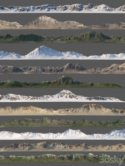 多种季节形态的山脉3D模型（OBJ,MAX）