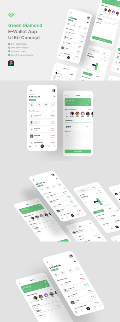 电子钱包应用App UI Kit (FIG)