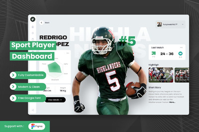 体育运动员仪表板网页模版 (FIG)