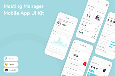 会议管理器移动应用App UI Kit (SKETCH,FIG,XD)