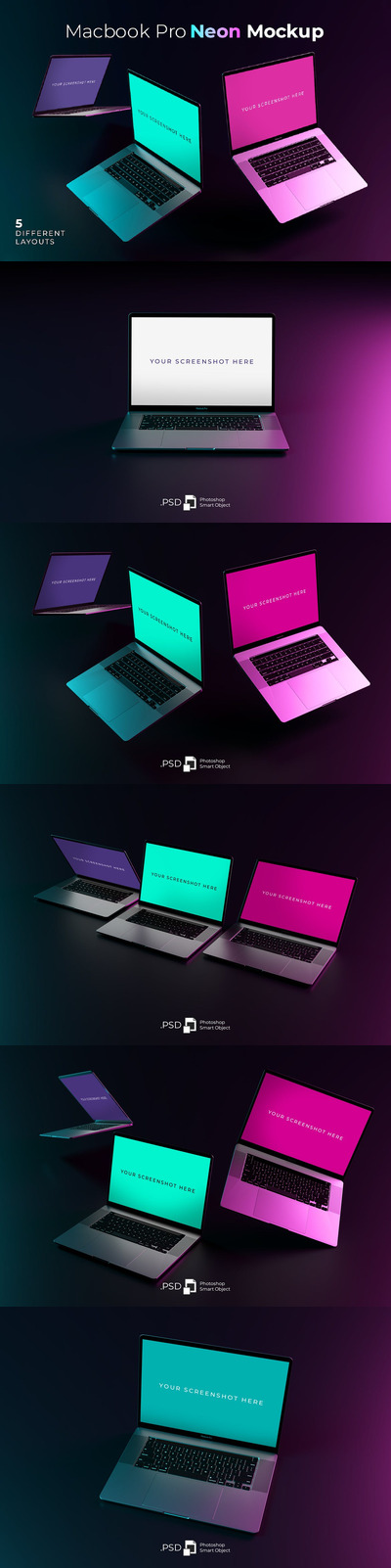 Macbook Pro 霓虹灯样机 (PSD)