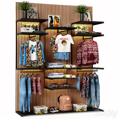 儿童衣物展架 服装店衣物架3D模型（FBX,MAX）