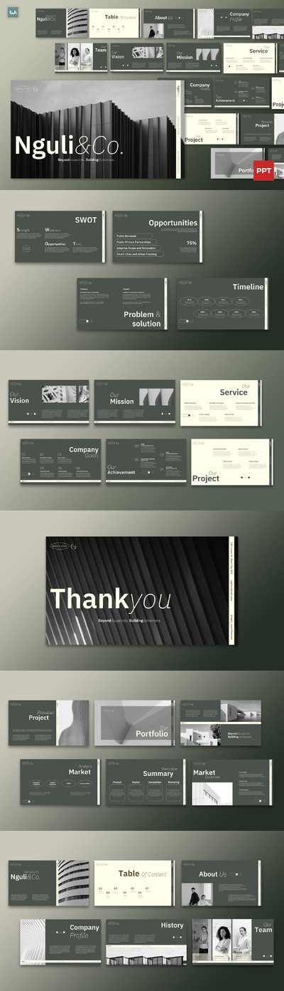 Sage简约建筑公司简介PPT模版 (PPTX,PPT)