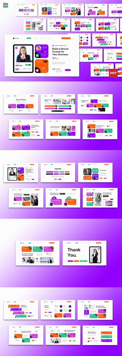 紫橙现代财务规划PPT模版 (PPTX,PPT)