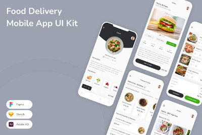 送餐移动应用 App UI Kit (SKETCH,FIG,XD)