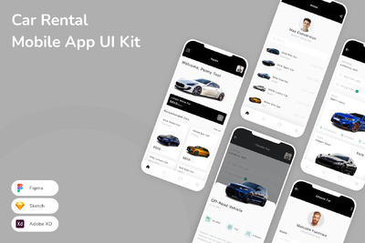 租车移动应用App UI Kit (SKETCH,FIG,XD)