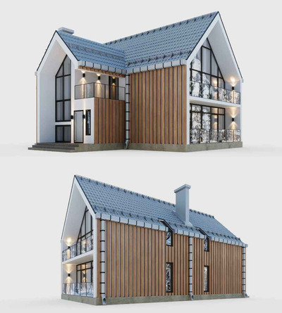 带阳台的房屋 住宅 建筑3D模型（OBJ,FBX,MAX）