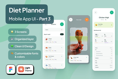 餐饮计划移动应用 App UI Kit - 第 3 部分 (FIG)