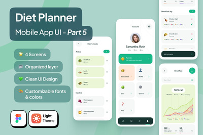餐饮计划移动应用 App UI Kit - 第 5 部分 (FIG)