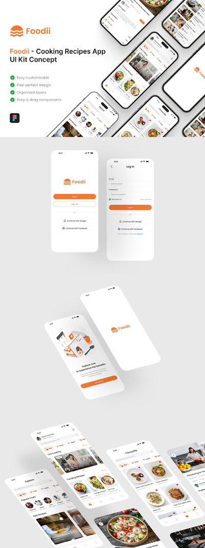 烹饪食谱应用 App UI Kit (FIG)