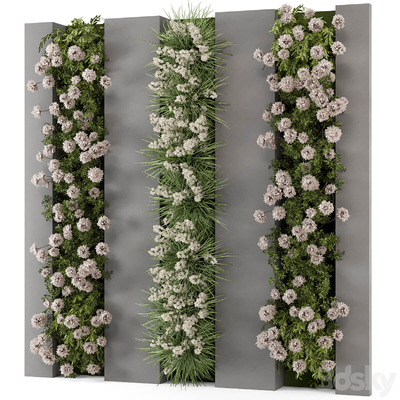 开花的植物墙 绿植花丛墙3D模型（FBX,MAX）