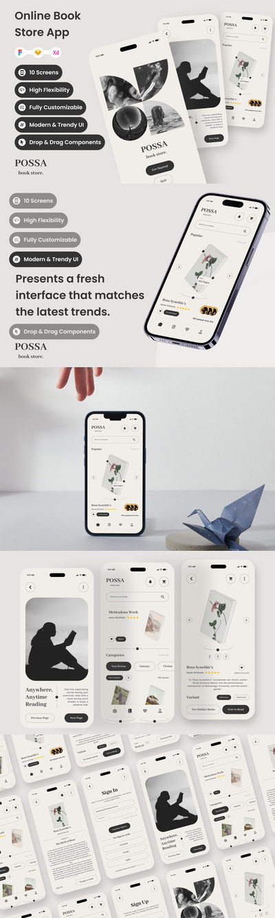 在线书店移动应用App UI Kit (FIG,SKETCH,XD)