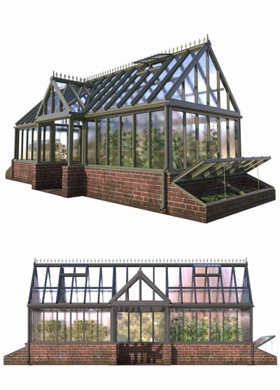 玻璃植物温室 玻璃大棚3D模型（FBX,MAX）