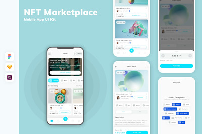 NFT 市场移动应用 App UI Kit (SKETCH,FIG,XD)